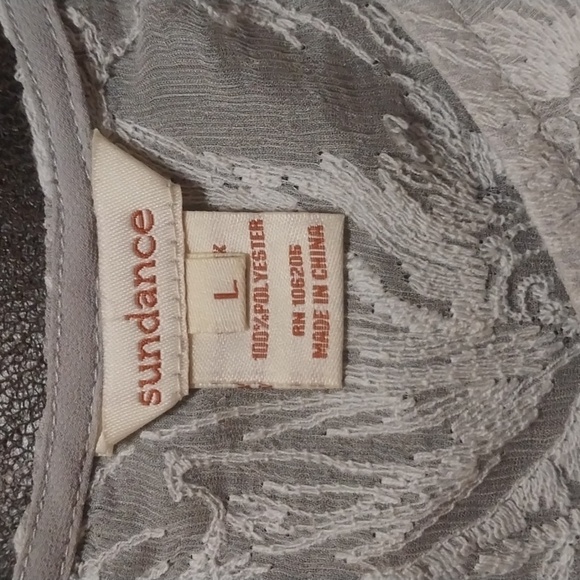 Sundance Gray Sheer Floral Lace Top Tunic Boho Bohemian Flowy Blouse Size L - Picture 7 of 9